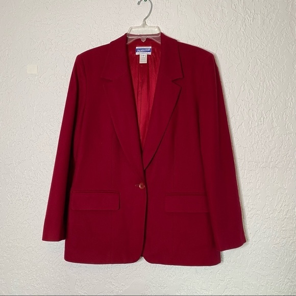 Pendleton Red 100% Virgin Wool 2 Pc. Suit Blazer Jacket Size 6 Skirt Size 12 - Picture 2 of 12